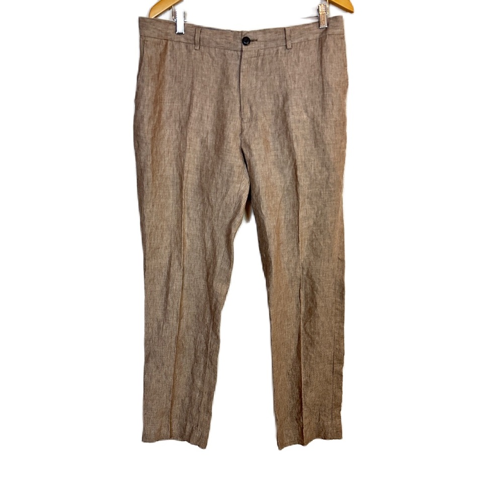 Frank & Oak Linen Tan‎ Straight Leg Pants Flat Front Men’s Sz 36 X 34